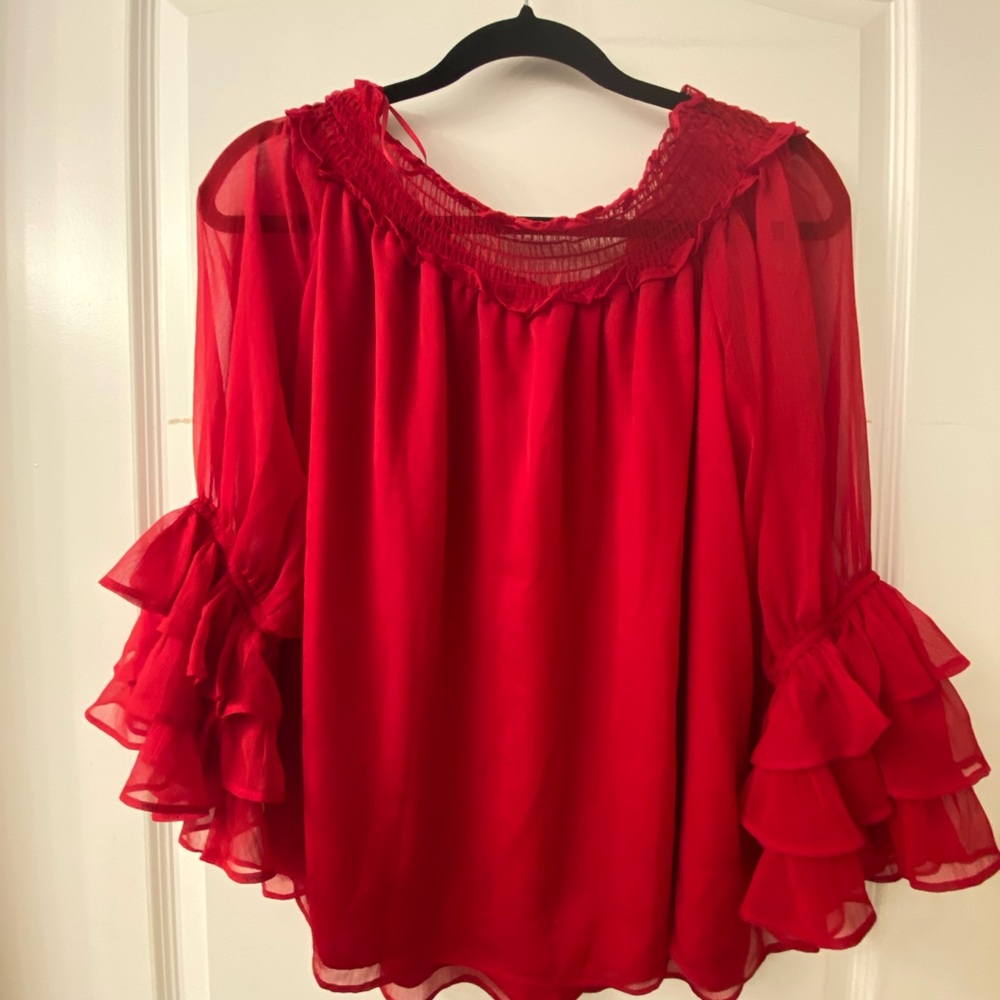 Red off the shoulder Cece blouse